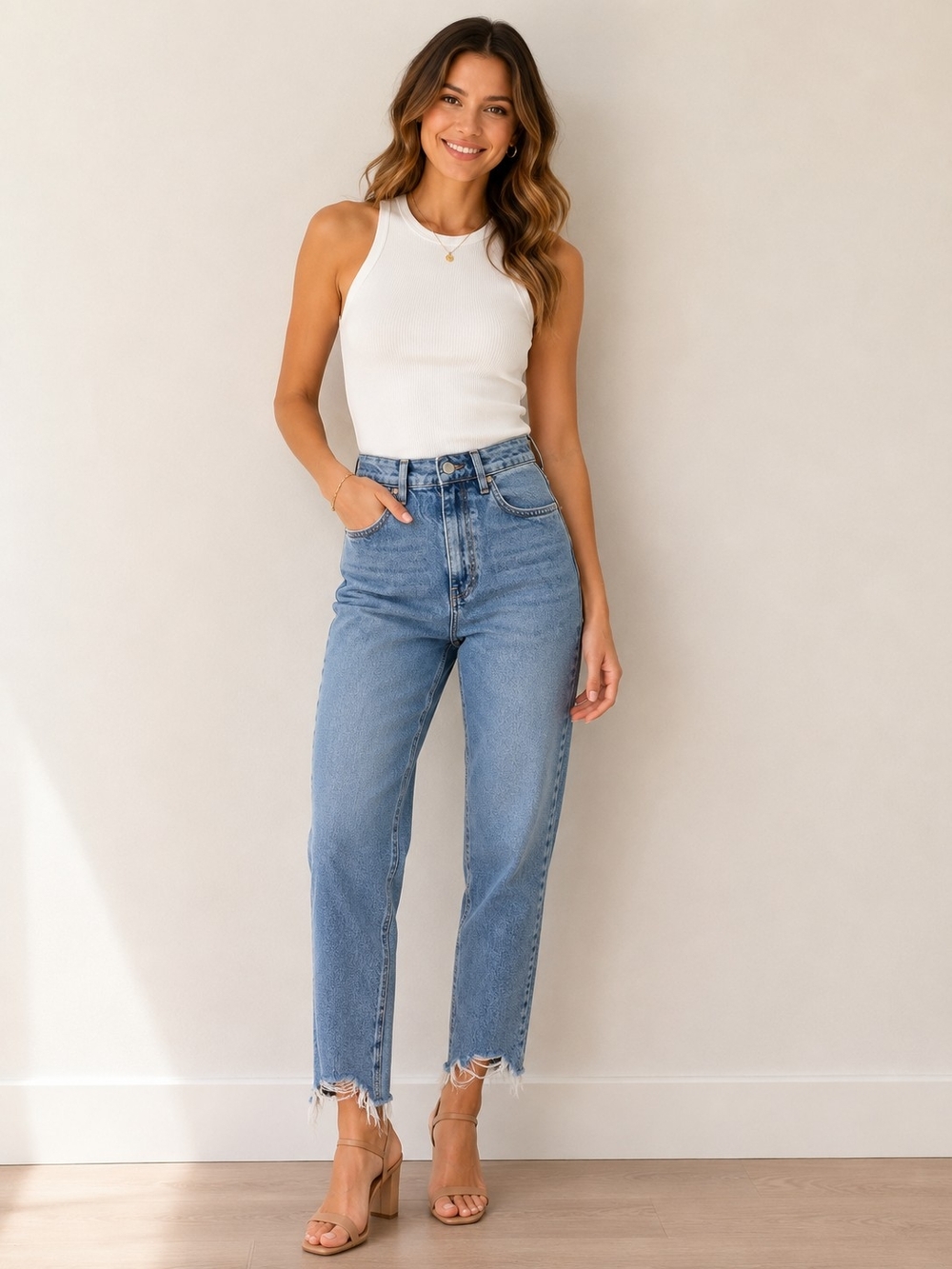 Vero Moda Audrey Light Blue High-Rise Cropped Straight Jeans